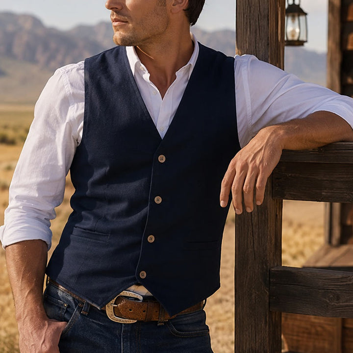 Gilet estivo casual in lino traspirante per tutti i giorni. - Blu - 3XL - image 7