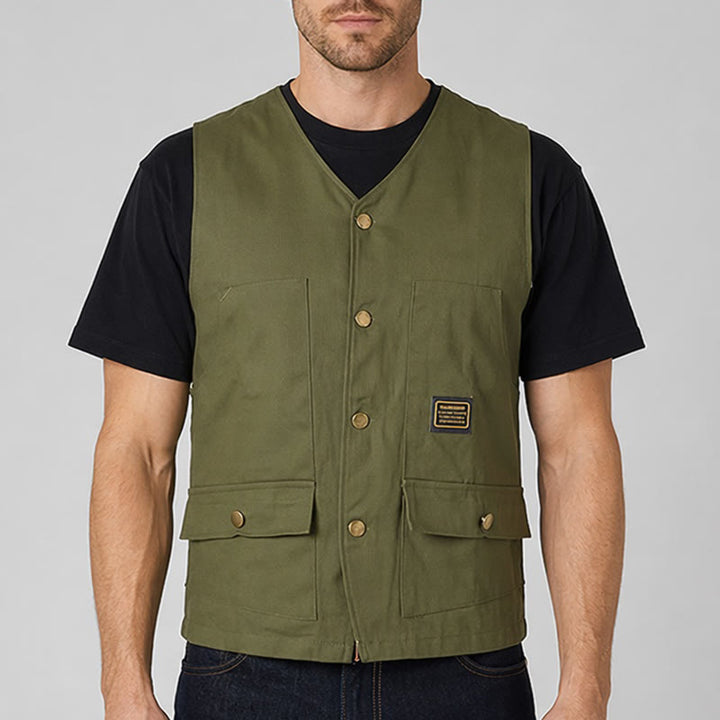 Gilet da lavoro in tela stile tattico con molteplici tasche - image 1