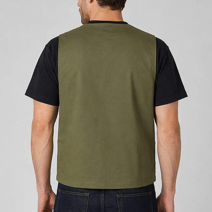 Gilet da lavoro in tela stile tattico con molteplici tasche - image 2