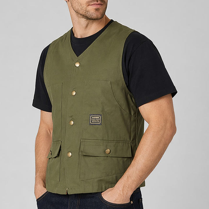 Gilet da lavoro in tela stile tattico con molteplici tasche - image 3