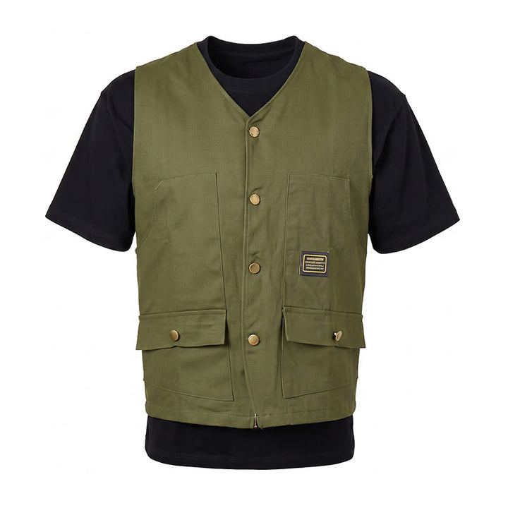 Gilet da lavoro in tela stile tattico con molteplici tasche - image 11