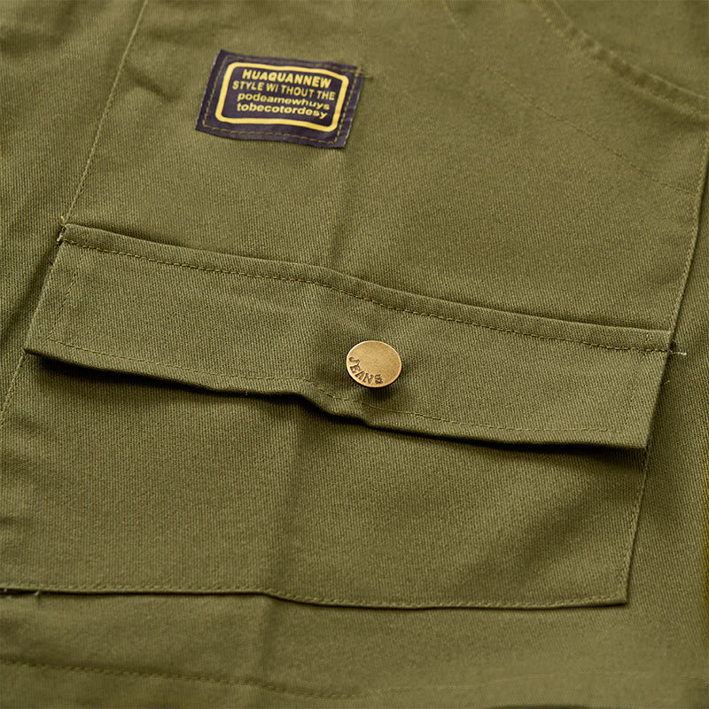 Gilet da lavoro in tela stile tattico con molteplici tasche - image 7