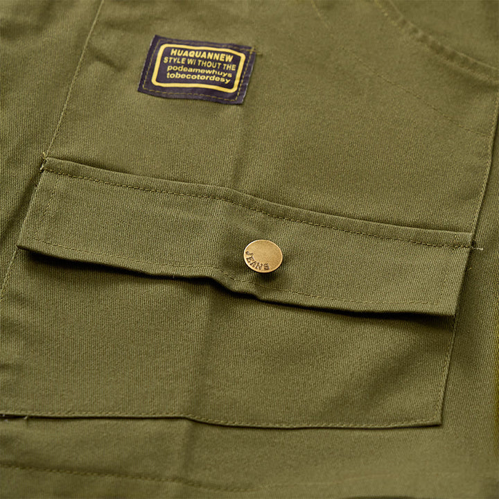 Gilet da lavoro in tela stile tattico con molteplici tasche - image 7