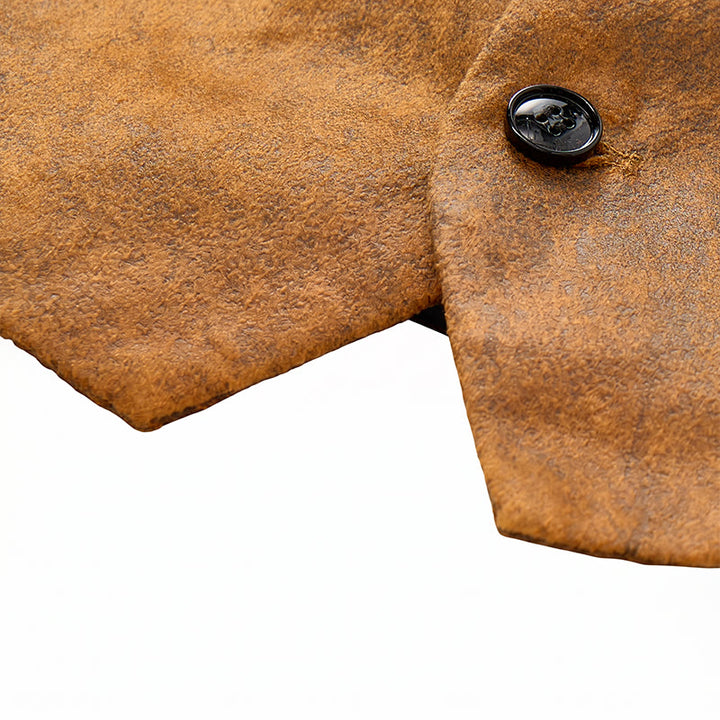 Gilet da uomo in stile western, robusto, con stampa marrone tabacco. - image 8