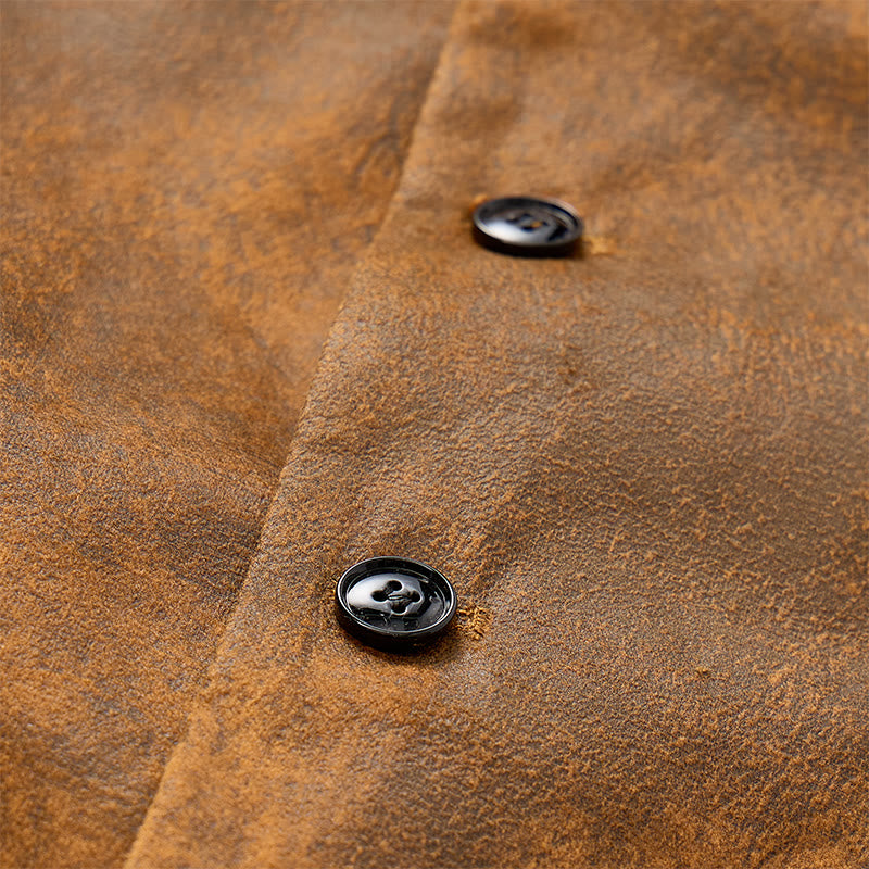 Gilet da uomo in stile western, robusto, con stampa marrone tabacco. - image 5