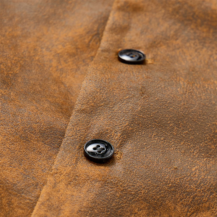 Gilet da uomo in stile western, robusto, con stampa marrone tabacco. - image 5
