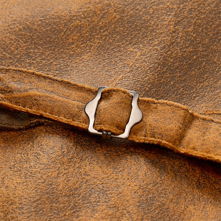 Gilet da uomo in stile western, robusto, con stampa marrone tabacco. - image 7