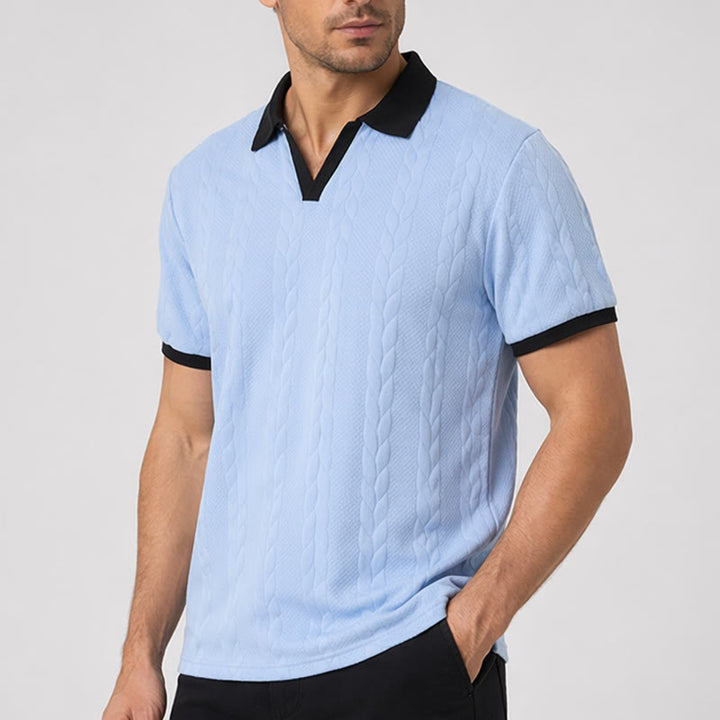 Polo da uomo casual con colletto a contrasto, ideale per lavoro e tempo libero. - image 3