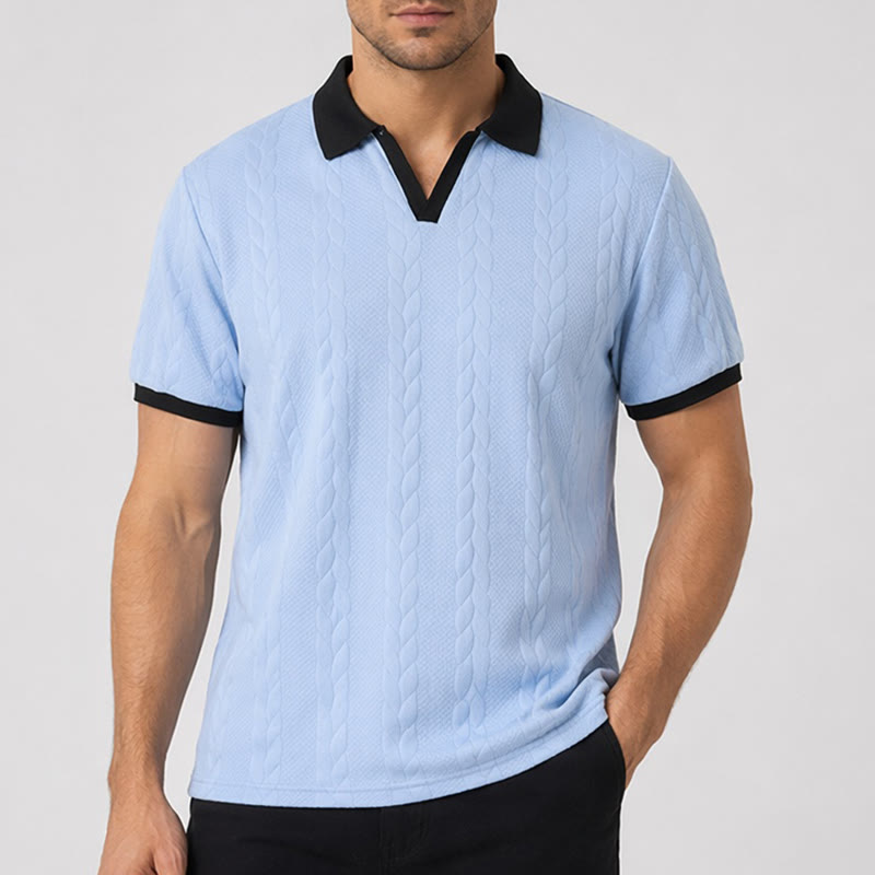 Polo da uomo casual con colletto a contrasto, ideale per lavoro e tempo libero. - image 1