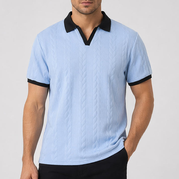 Polo da uomo casual con colletto a contrasto, ideale per lavoro e tempo libero. - image 1