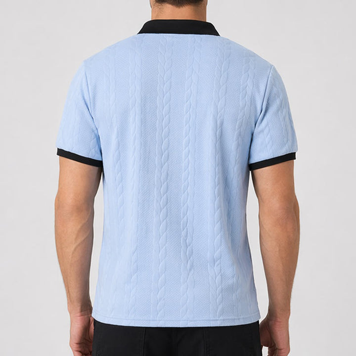 Polo da uomo casual con colletto a contrasto, ideale per lavoro e tempo libero. - image 2