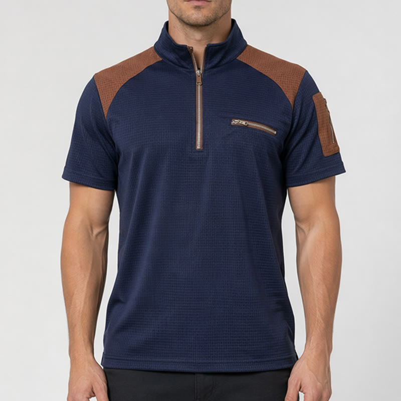 Polo da uomo con trama a nido d'ape e cerniera. - image 1