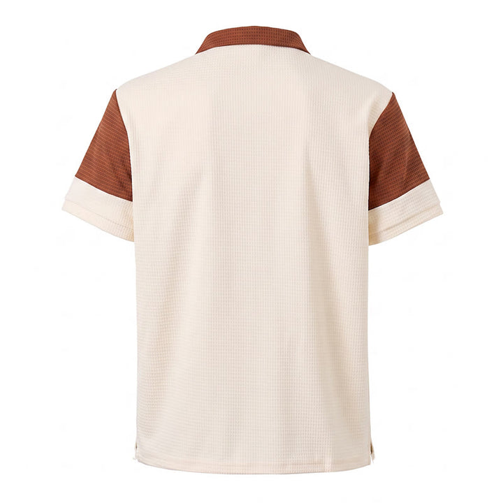Polo da uomo estiva con zip e blocchi di colore in stile retrò. - image 13