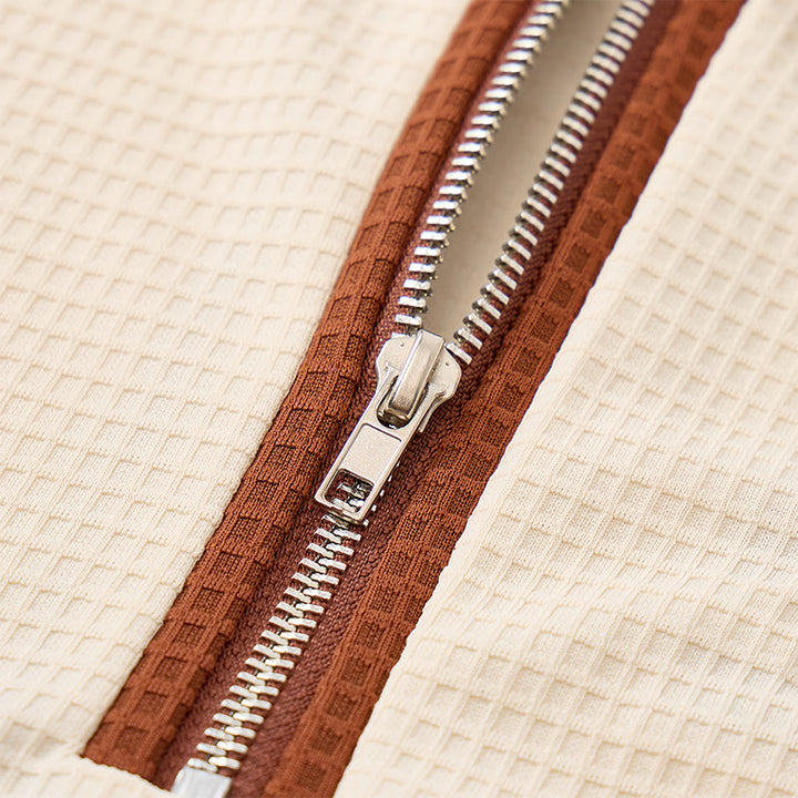 Polo da uomo estiva con zip e blocchi di colore in stile retrò. - image 10