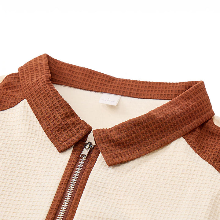 Polo da uomo estiva con zip e blocchi di colore in stile retrò. - image 7