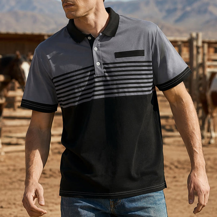 Polo da uomo moderna a righe nere, ideale per l'estate. - Grigio - 5XL - image 4