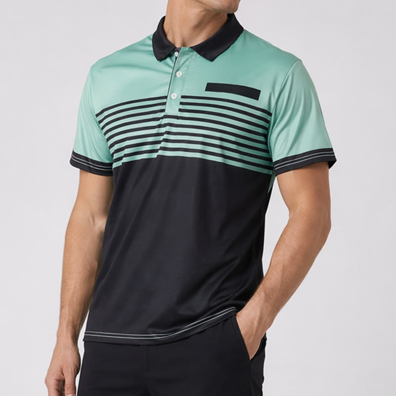 Polo da uomo moderna a righe nere, ideale per l'estate. - image 3