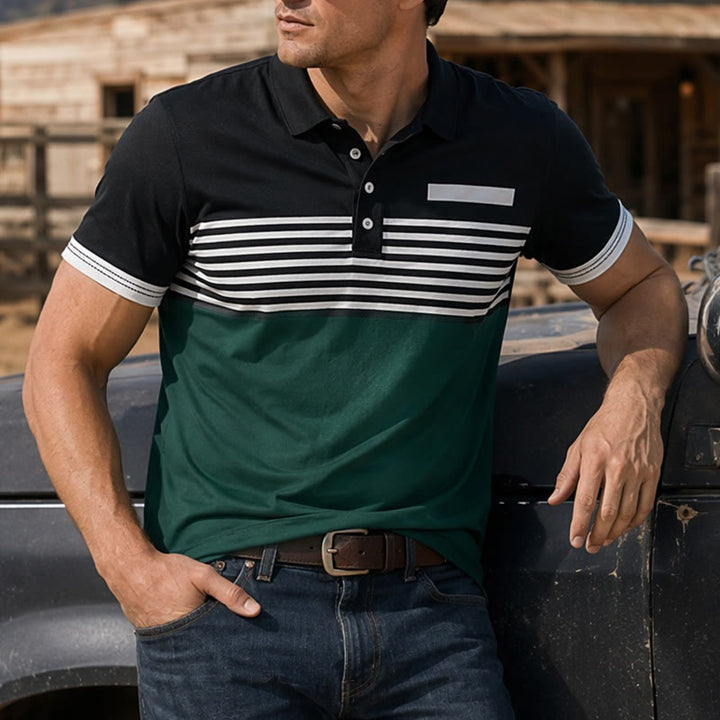 Polo da uomo moderna a righe nere, ideale per l'estate. - Nero - 5XL - image 7