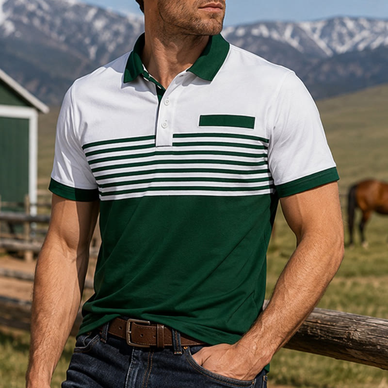 Polo da uomo moderna a righe nere, ideale per l'estate. - Bianco - 5XL - image 8