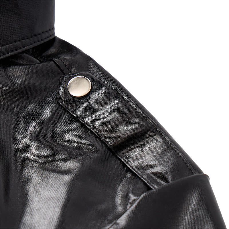 Camicia da motociclista nera lucida in similpelle rivestita in stile western - image 4