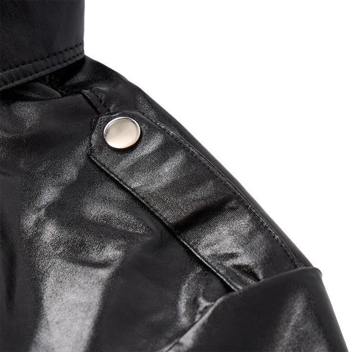 Camicia da motociclista nera lucida in similpelle rivestita in stile western - image 4