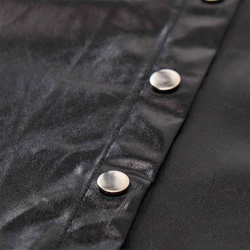 Camicia da motociclista nera lucida in similpelle rivestita in stile western - image 6