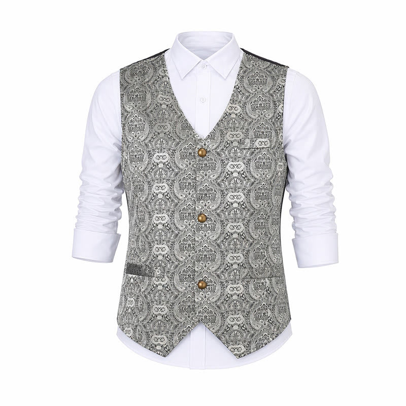 Gilet da uomo vintage gotico con stampa paisley, adatto a tutte le stagioni, per feste ed eventi. - image 12