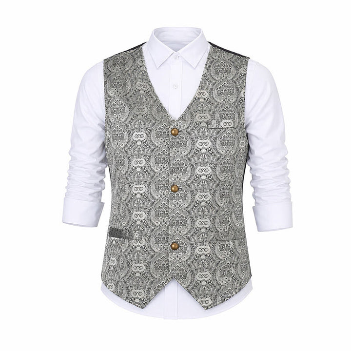 Gilet da uomo vintage gotico con stampa paisley, adatto a tutte le stagioni, per feste ed eventi. - image 12