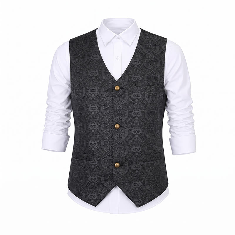 Gilet da uomo vintage gotico con stampa paisley, adatto a tutte le stagioni, per feste ed eventi. - image 14