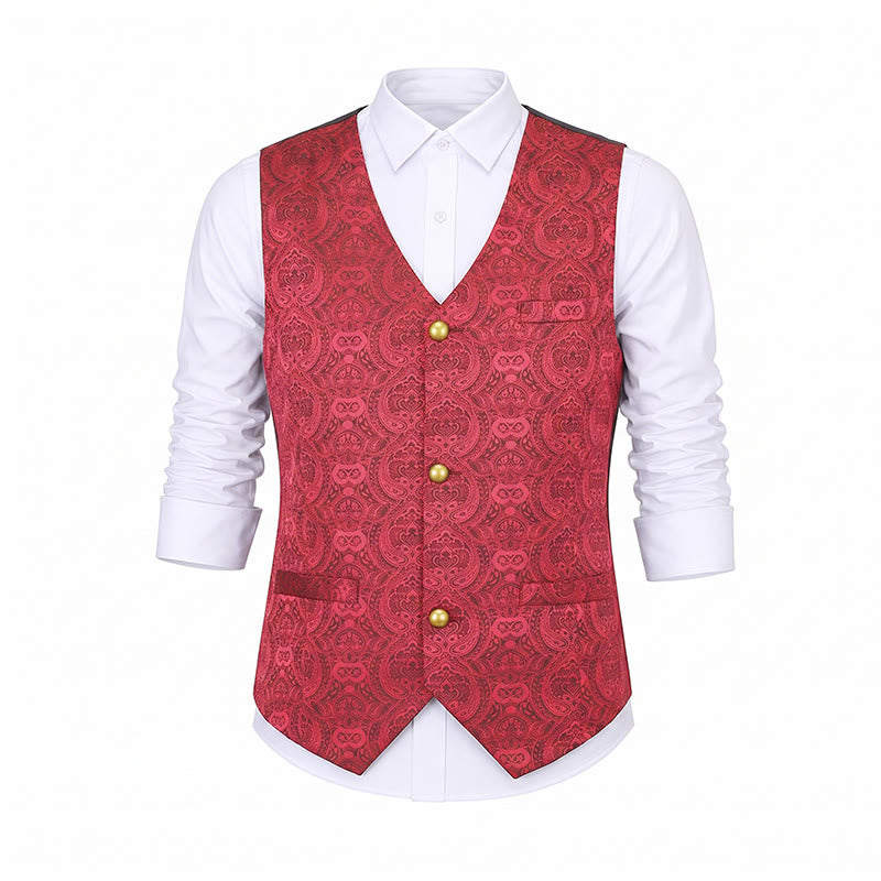 Gilet da uomo vintage gotico con stampa paisley, adatto a tutte le stagioni, per feste ed eventi. - image 15