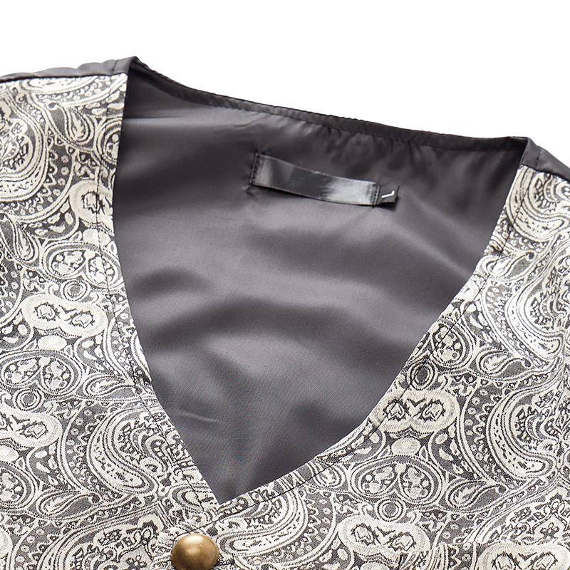 Gilet da uomo vintage gotico con stampa paisley, adatto a tutte le stagioni, per feste ed eventi. - image 6