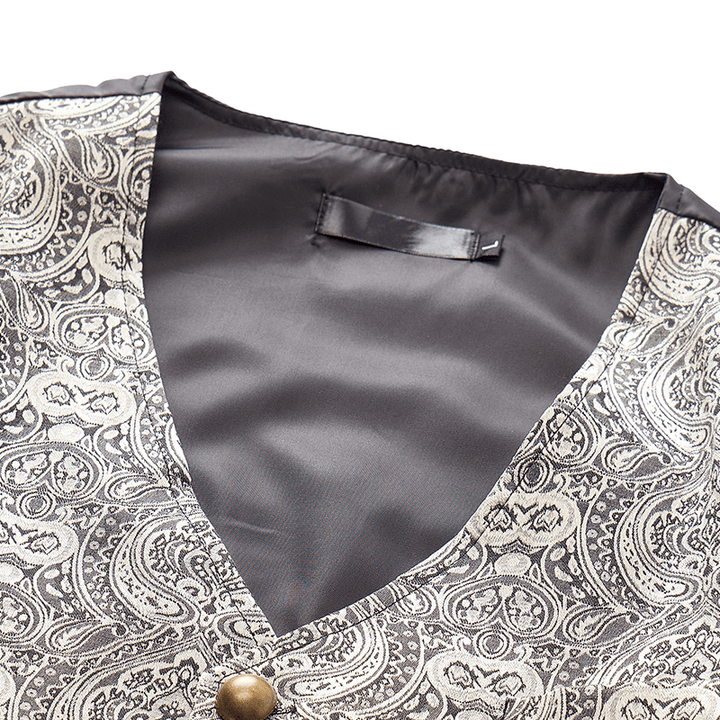 Gilet da uomo vintage gotico con stampa paisley, adatto a tutte le stagioni, per feste ed eventi. - image 6
