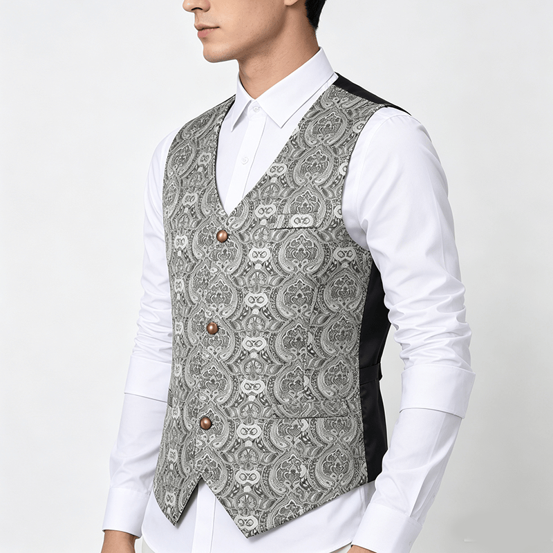 Gilet da uomo vintage gotico con stampa paisley, adatto a tutte le stagioni, per feste ed eventi. - image 2