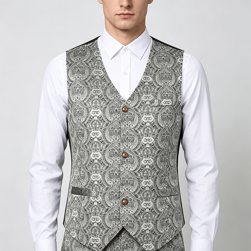 Gilet da uomo vintage gotico con stampa paisley, adatto a tutte le stagioni, per feste ed eventi. - image 1