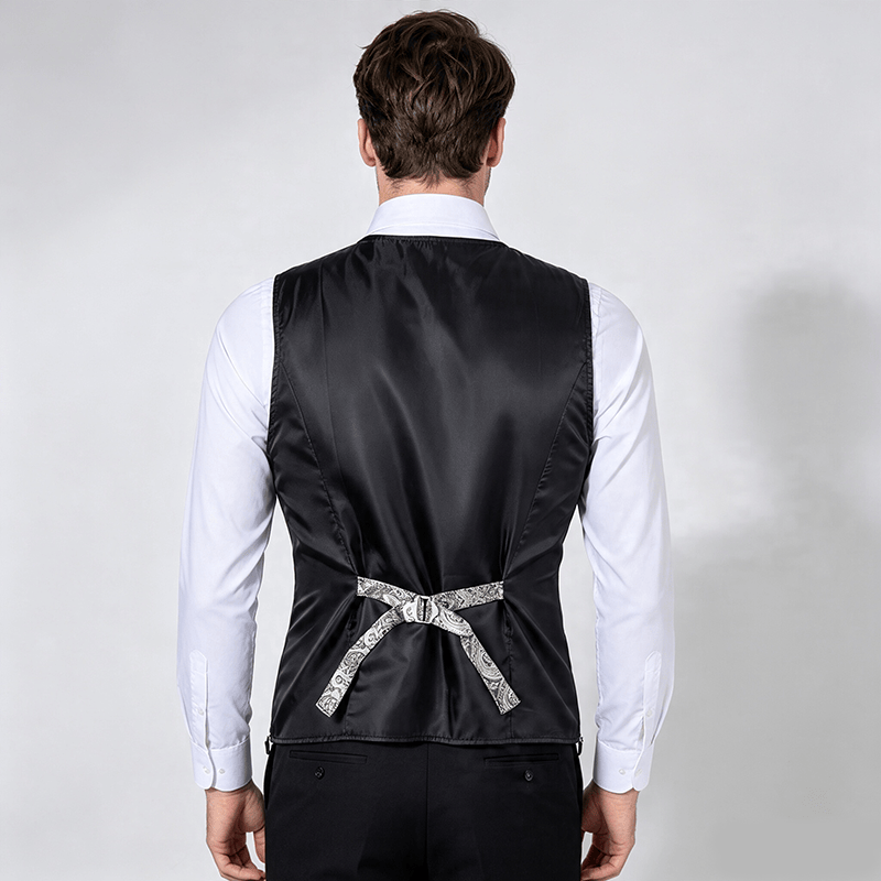 Gilet da uomo vintage gotico con stampa paisley, adatto a tutte le stagioni, per feste ed eventi. - image 3