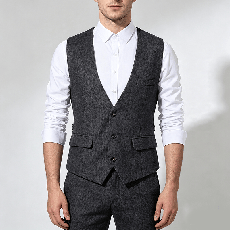 Gilet da uomo a tinta unita, vestibilità slim, adatto a tutte le stagioni. - image 1