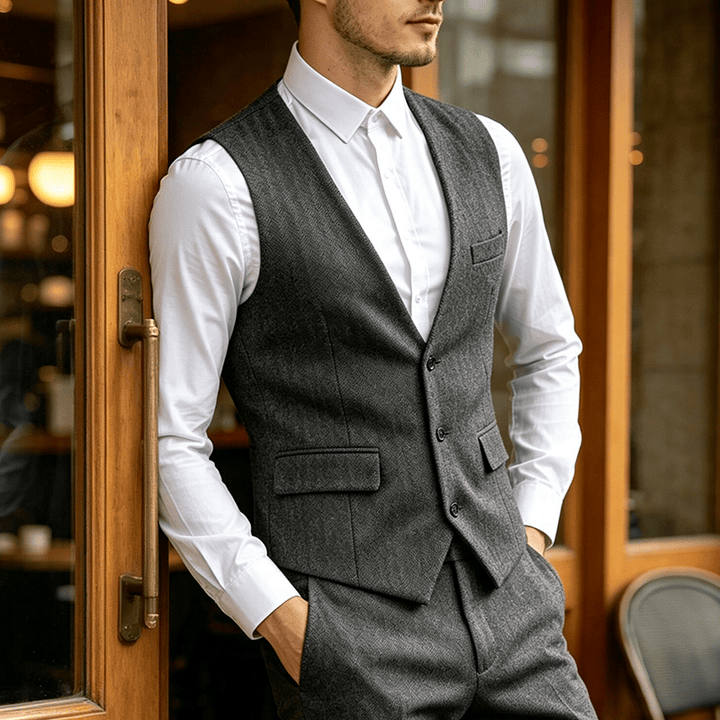 Gilet da uomo a tinta unita, vestibilità slim, adatto a tutte le stagioni. - Grigio scuro - 3XL - image 0
