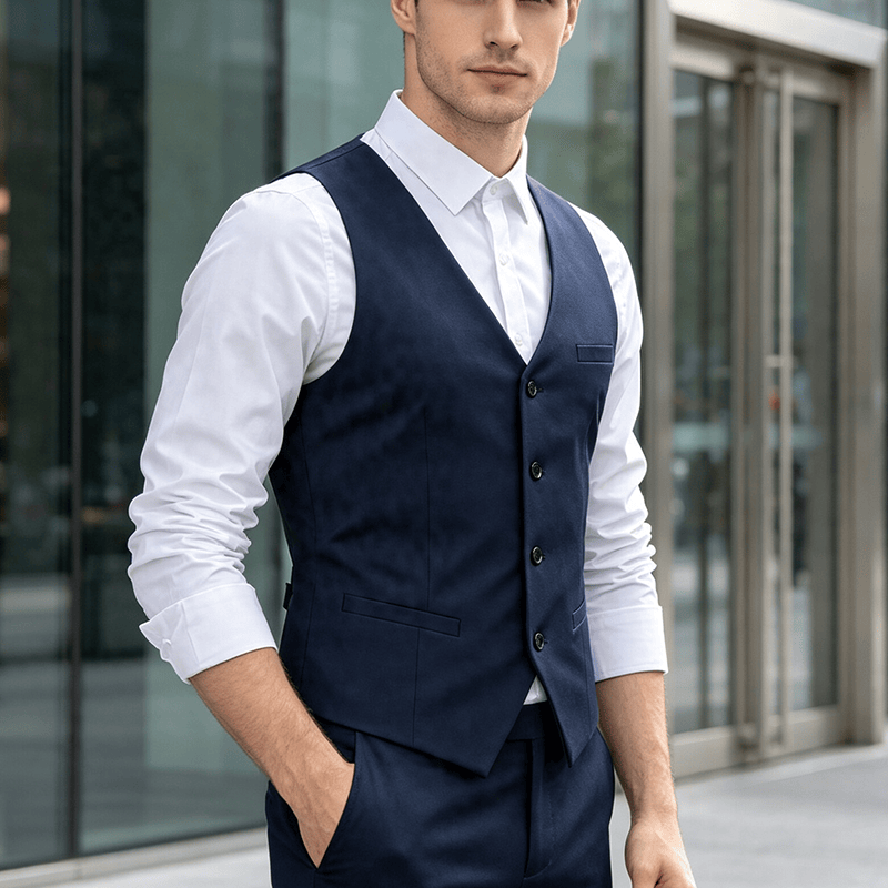 Gilet da lavoro da uomo per tutte le stagioni, ideale per tutti i giorni, matrimoni e banchetti. - Blu navy - 5XL - image 4