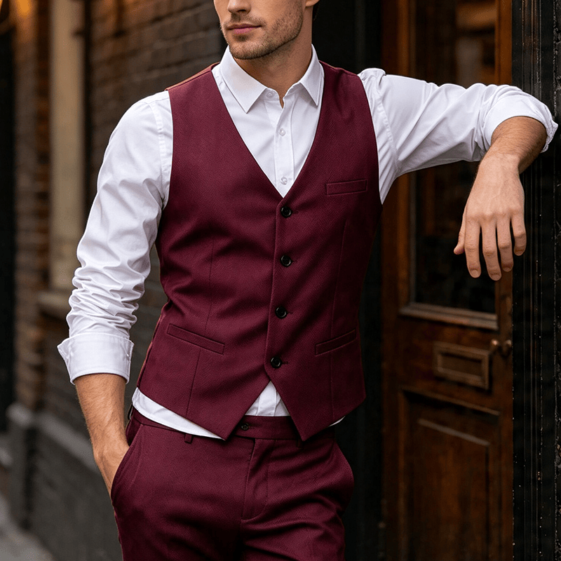 Gilet da lavoro da uomo per tutte le stagioni, ideale per tutti i giorni, matrimoni e banchetti. - Vino - 5XL - image 6