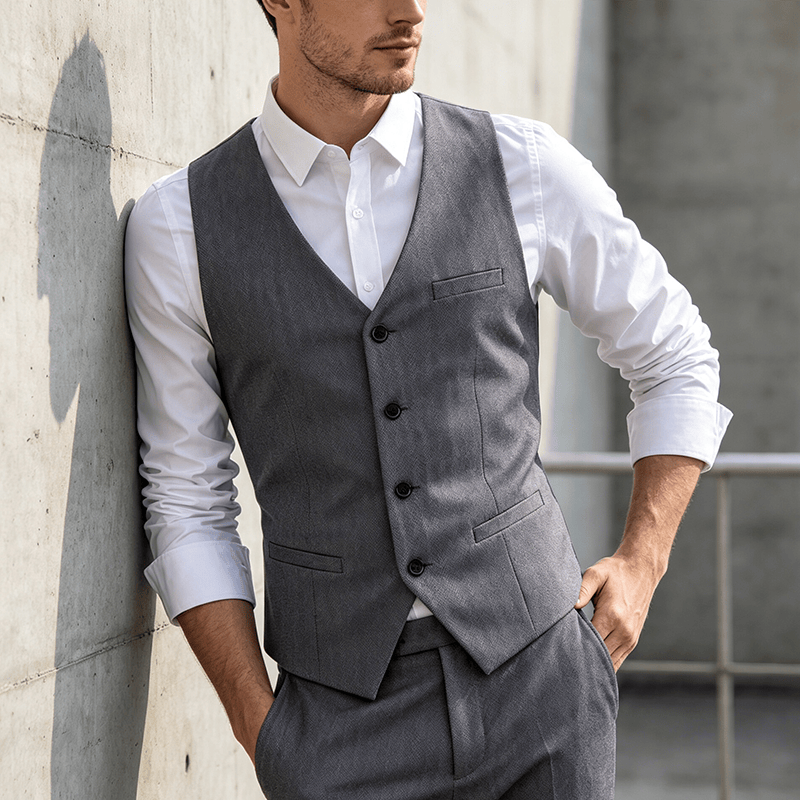 Gilet da lavoro da uomo per tutte le stagioni, ideale per tutti i giorni, matrimoni e banchetti. - Grigio - 5XL - image 5