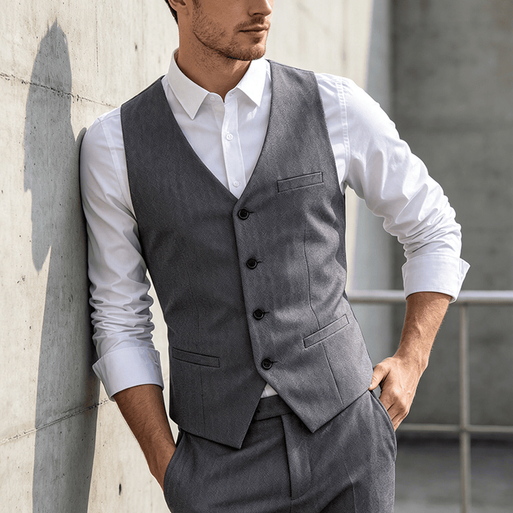 Gilet da lavoro da uomo per tutte le stagioni, ideale per tutti i giorni, matrimoni e banchetti. - Grigio - 5XL - image 5