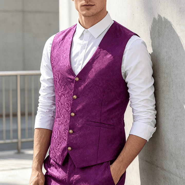 Gilet da uomo in jacquard testurizzato per feste di Halloween. - Viola - 2XL - image 7