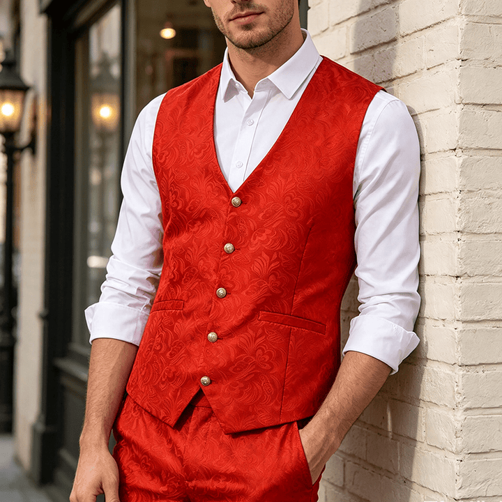 Gilet da uomo in jacquard testurizzato per feste di Halloween. - Rosso - 2XL - image 6