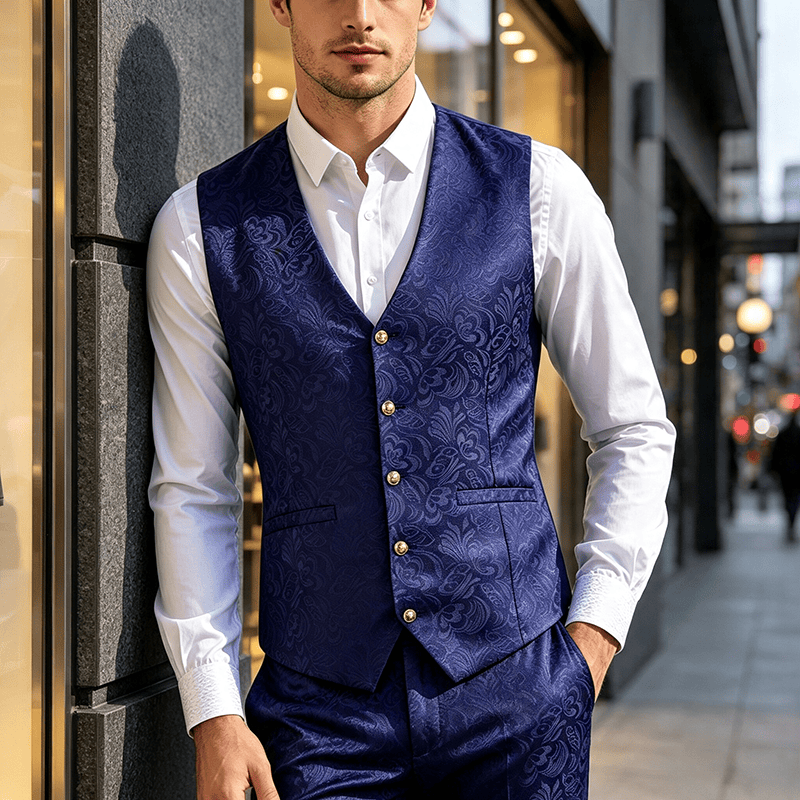 Gilet da uomo in jacquard testurizzato per feste di Halloween. - Blu navy - 2XL - image 0