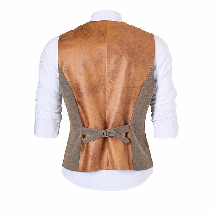 Gilet da uomo casual da completo, stile vintage, con texture, adatto a tutte le stagioni. - image 12