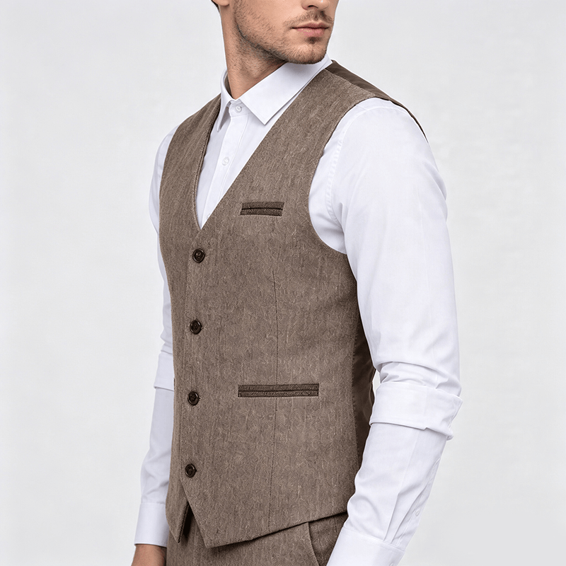 Gilet da uomo casual da completo, stile vintage, con texture, adatto a tutte le stagioni. - image 2