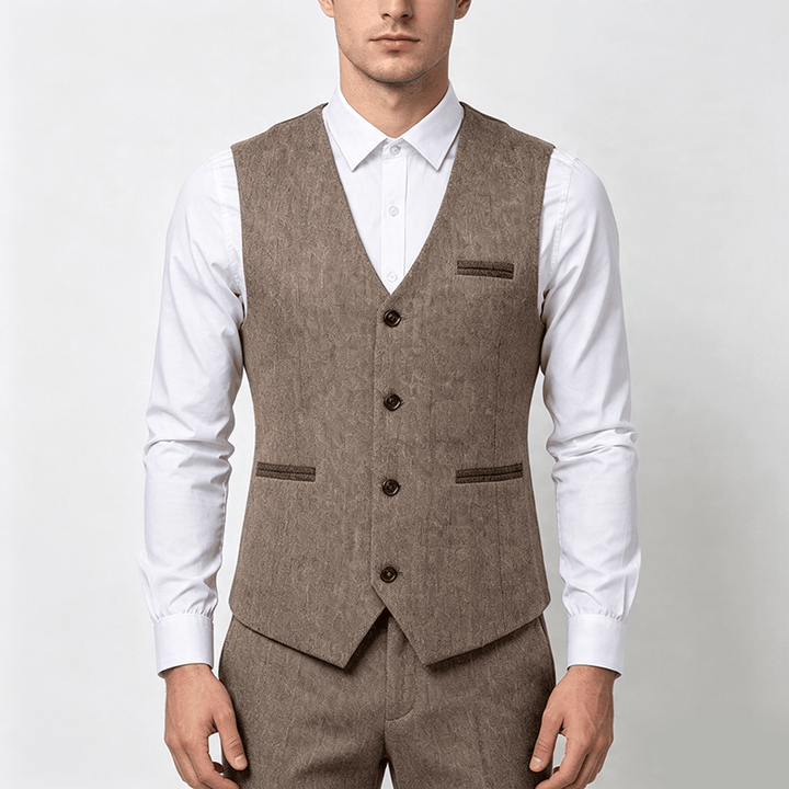 Gilet da uomo casual da completo, stile vintage, con texture, adatto a tutte le stagioni. - image 1