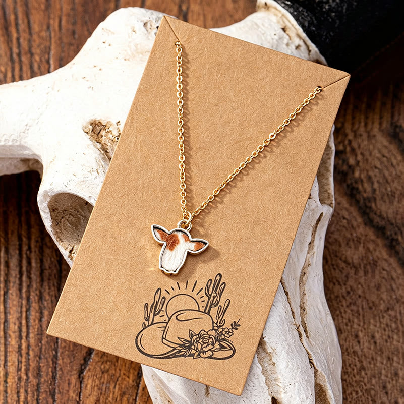 Collana Little Moo con testa di mucca in vera pelle - image 0