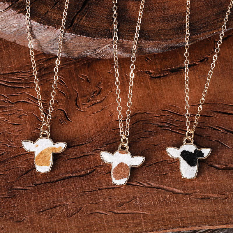 Collana Little Moo con testa di mucca in vera pelle - image 1