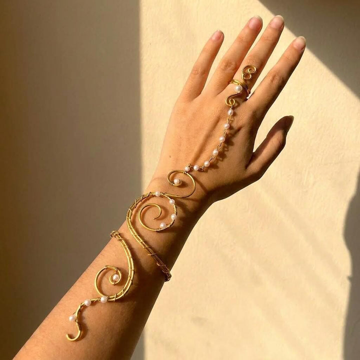 Bracciale con boccioli di perle e fiori eterei e spirali artistiche - Stile n. 13 - image 23
